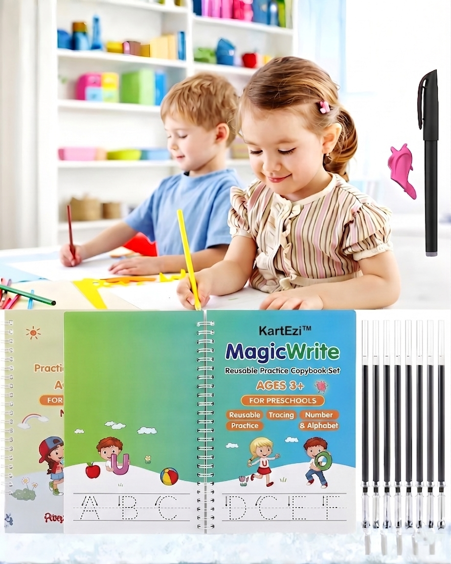 KartEzi™- Magic Handwriting Practice Reusable Copybook Set
