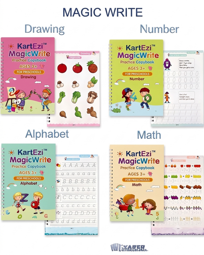 KartEzi™- Magic Handwriting Practice Reusable Copybook Set