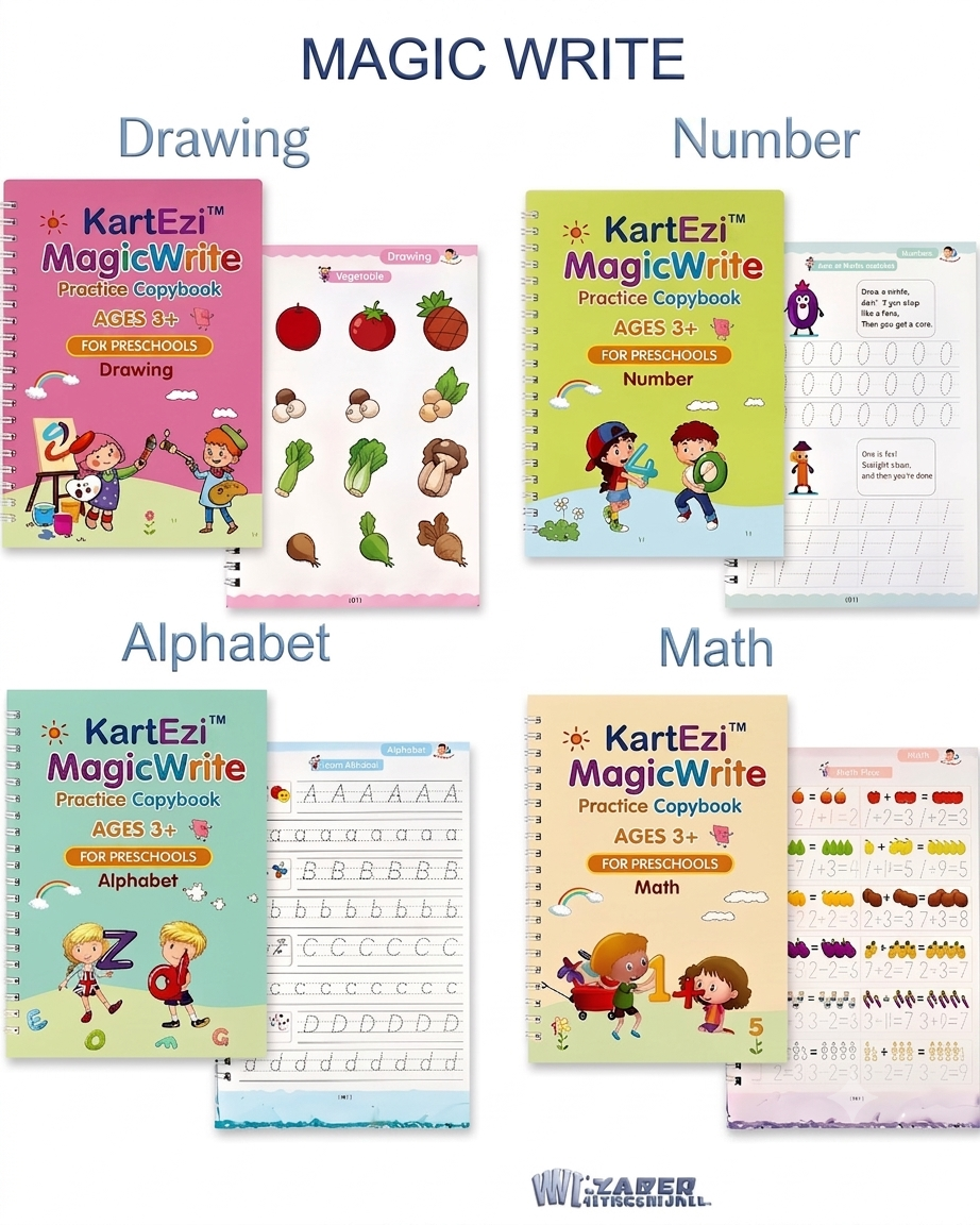 KartEzi™ - Magic Handwriting Practice Reusable Copybook Set
