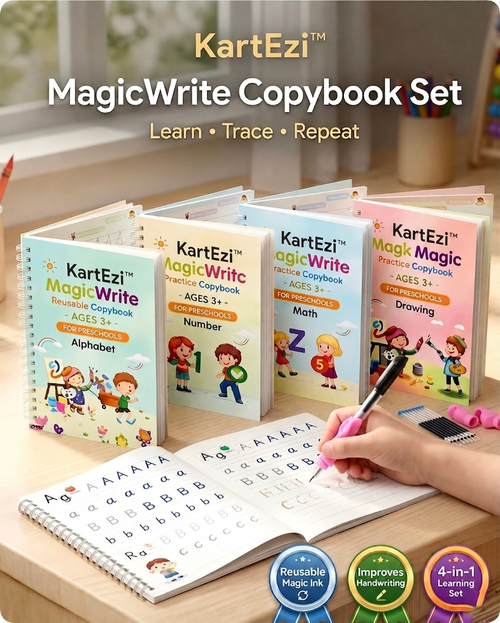 KartEzi™- Magic Handwriting Practice Reusable Copybook Set